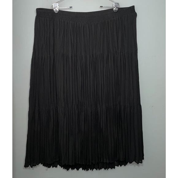 Maggie Barnes Plus Size 2X Crinkle Tiered Maxi Skirt Pleated Chiffon Whimsigoth - Picture 2 of 9